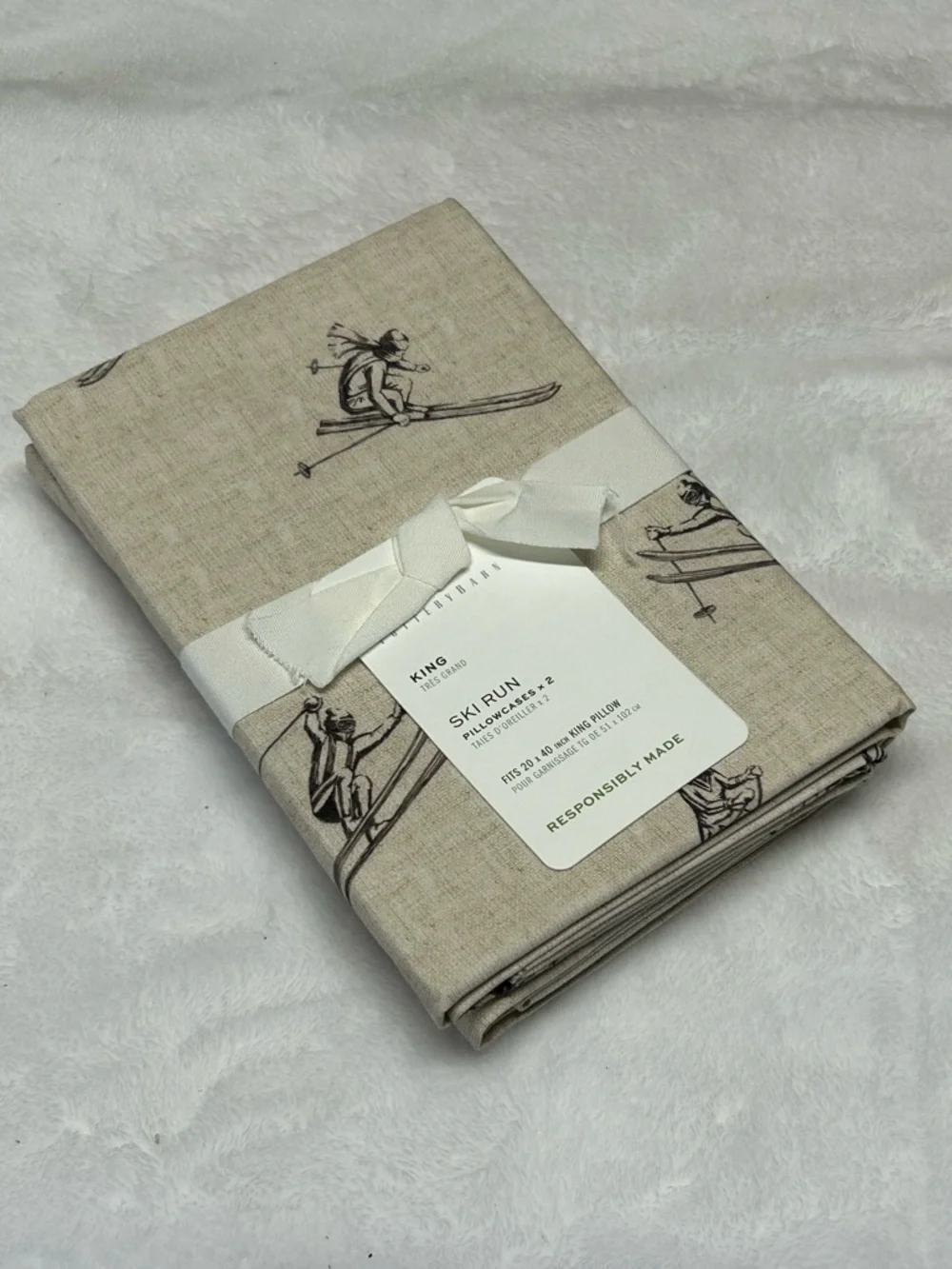 2 Pottery Barn Ski Run King Size Pillowcases Set Tan Brown 20
